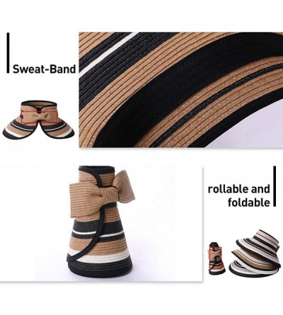 Sun Hats Womens Rollup Straw Visor Sun Hat Large Brim Beach Hat UPF 50+ - Grey99055 - CR18NATD5LI $14.31