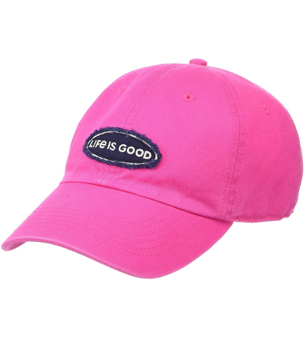 Baseball Caps Unisex Tattered Chill Lig Oval Applique Poppnk- Pop Pink- One Size - C118GELNX29 $31.96