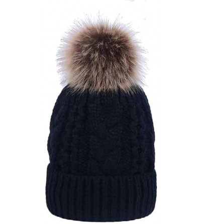 Skullies & Beanies Unisex Double layer Cashmere Winter Crochet Hat Wool Knit Warm Cap (Black) - CS12OCJ96X6 $10.21
