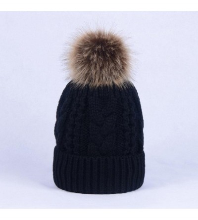 Skullies & Beanies Unisex Double layer Cashmere Winter Crochet Hat Wool Knit Warm Cap (Black) - CS12OCJ96X6 $10.21