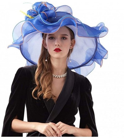 Sun Hats Women's Organza Kentucky Derby Tea Party Hat - Design 6 - Royal Blue - CS193STZOMK $9.69