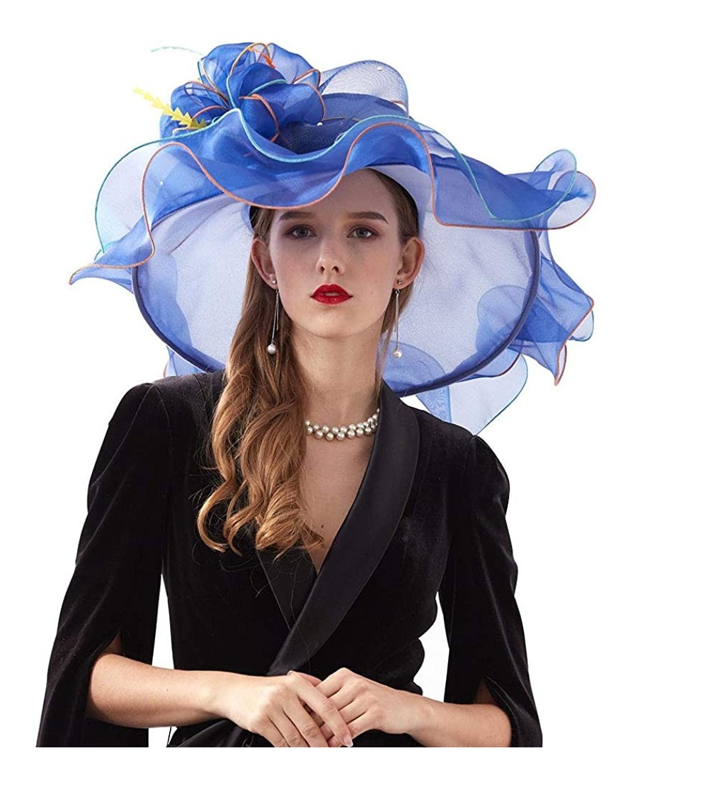 Sun Hats Women's Organza Kentucky Derby Tea Party Hat - Design 6 - Royal Blue - CS193STZOMK $9.69