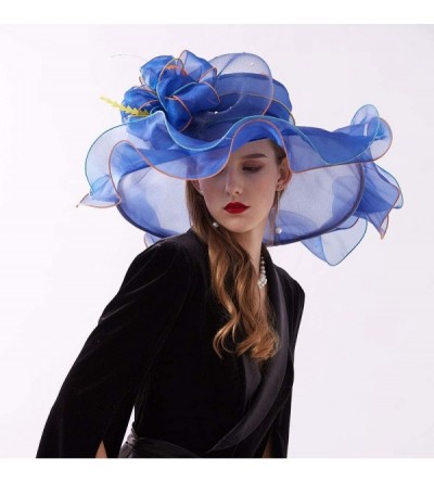 Sun Hats Women's Organza Kentucky Derby Tea Party Hat - Design 6 - Royal Blue - CS193STZOMK $9.69