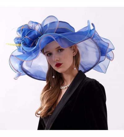 Sun Hats Women's Organza Kentucky Derby Tea Party Hat - Design 6 - Royal Blue - CS193STZOMK $9.69