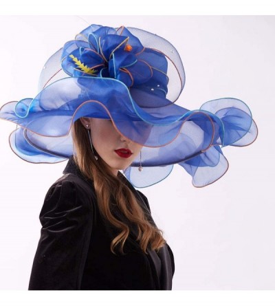 Sun Hats Women's Organza Kentucky Derby Tea Party Hat - Design 6 - Royal Blue - CS193STZOMK $9.69