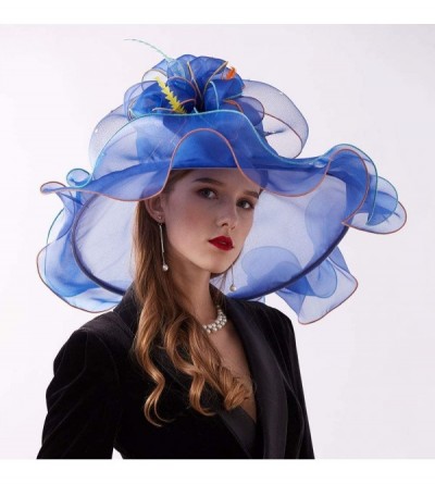Sun Hats Women's Organza Kentucky Derby Tea Party Hat - Design 6 - Royal Blue - CS193STZOMK $9.69