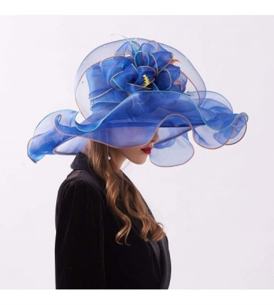 Sun Hats Women's Organza Kentucky Derby Tea Party Hat - Design 6 - Royal Blue - CS193STZOMK $9.69