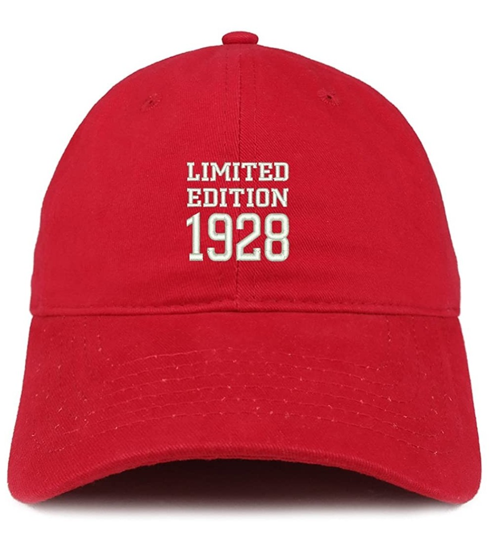Baseball Caps Limited Edition 1928 Embroidered Birthday Gift Brushed Cotton Cap - Red - CQ18CO88KW0 $19.56