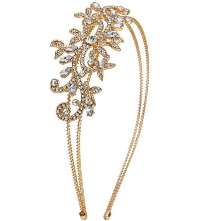 Headbands Goldtone Vintage Flower Vines Bridal Bride Hard Bling Headband - CC12HL7HTQJ $20.33