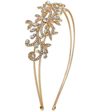 Headbands Goldtone Vintage Flower Vines Bridal Bride Hard Bling Headband - CC12HL7HTQJ $11.27