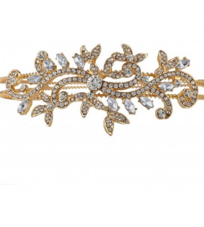 Headbands Goldtone Vintage Flower Vines Bridal Bride Hard Bling Headband - CC12HL7HTQJ $11.27