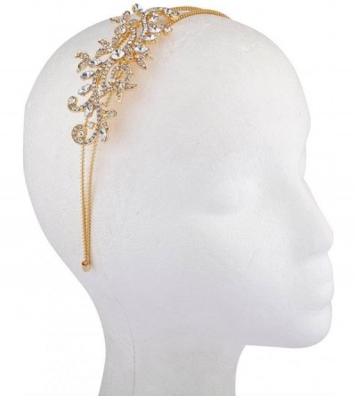 Headbands Goldtone Vintage Flower Vines Bridal Bride Hard Bling Headband - CC12HL7HTQJ $11.27