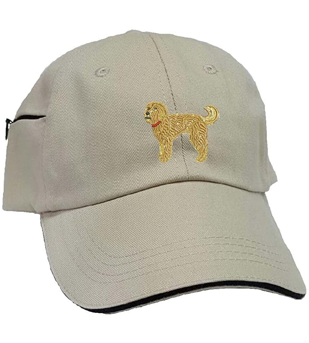 Baseball Caps Goldendoodle Low Profile Baseball Cap with Zippered Pocket. - Khaki - CL128EAMU9H $22.86