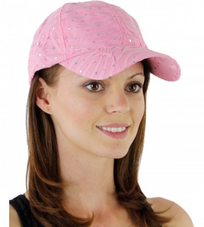 Baseball Caps Glitzy Game Sequin Trim Baseball Cap - Pink - CX11U4DPB9Z $9.69