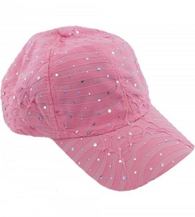 Baseball Caps Glitzy Game Sequin Trim Baseball Cap - Pink - CX11U4DPB9Z $9.69