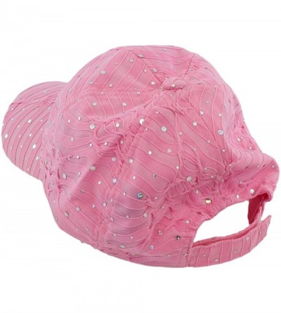 Baseball Caps Glitzy Game Sequin Trim Baseball Cap - Pink - CX11U4DPB9Z $9.69