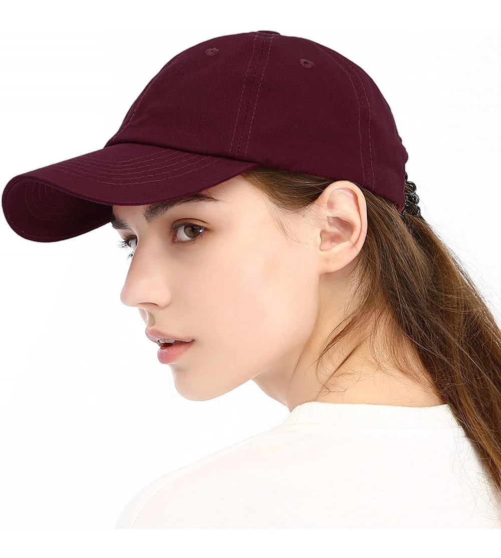 Baseball Caps Unisex Washed Dyed Cotton Adjustable Solid Baseball Cap - Dfh269-burgundy - CB18GM67H20 $10.24