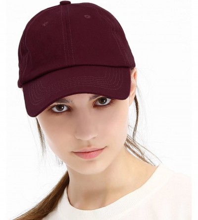 Baseball Caps Unisex Washed Dyed Cotton Adjustable Solid Baseball Cap - Dfh269-burgundy - CB18GM67H20 $10.24