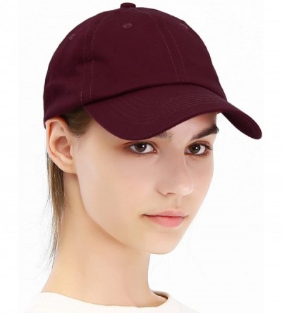 Baseball Caps Unisex Washed Dyed Cotton Adjustable Solid Baseball Cap - Dfh269-burgundy - CB18GM67H20 $10.24