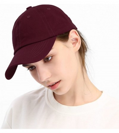 Baseball Caps Unisex Washed Dyed Cotton Adjustable Solid Baseball Cap - Dfh269-burgundy - CB18GM67H20 $10.24