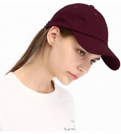 Baseball Caps Unisex Washed Dyed Cotton Adjustable Solid Baseball Cap - Dfh269-burgundy - CB18GM67H20 $10.24