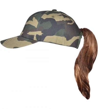 Baseball Caps Ponytail Baseball Cap High Bun Ponycap Adjustable Mesh Trucker Hats - 004 (Cotton) - Camo - CI18QCTSES3 $12.90