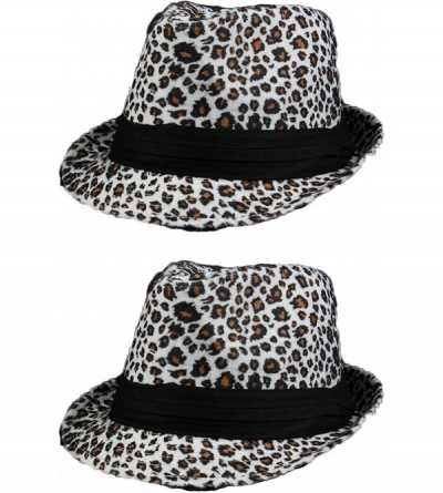 Fedoras Women Winter Leopard Print Fashion Fedora 501HF - 2pcs White & White - CY1878R3XKN $46.99