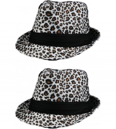 Fedoras Women Winter Leopard Print Fashion Fedora 501HF - 2pcs White & White - CY1878R3XKN $26.23