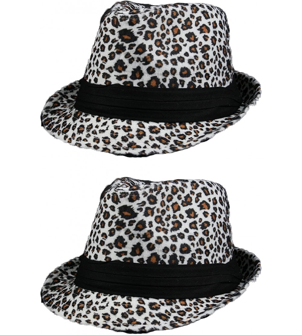 Fedoras Women Winter Leopard Print Fashion Fedora 501HF - 2pcs White & White - CY1878R3XKN $49.18