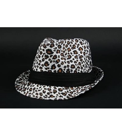 Fedoras Women Winter Leopard Print Fashion Fedora 501HF - 2pcs White & White - CY1878R3XKN $26.23