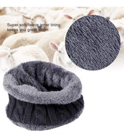 Skullies & Beanies Winter Beanie Hat Scarf Set Fleece Lining Knit Beanie for Men Women Kids - A - Black - CW187RCSELK $12.40