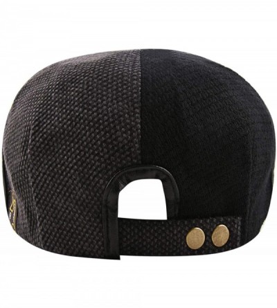 Newsboy Caps Men Beret Hat Cotton Buckle Adjustable Newsboy Hats Cabbie Gatsby Cap - Hat-t1-black - C217YC7UZ3Q $15.19