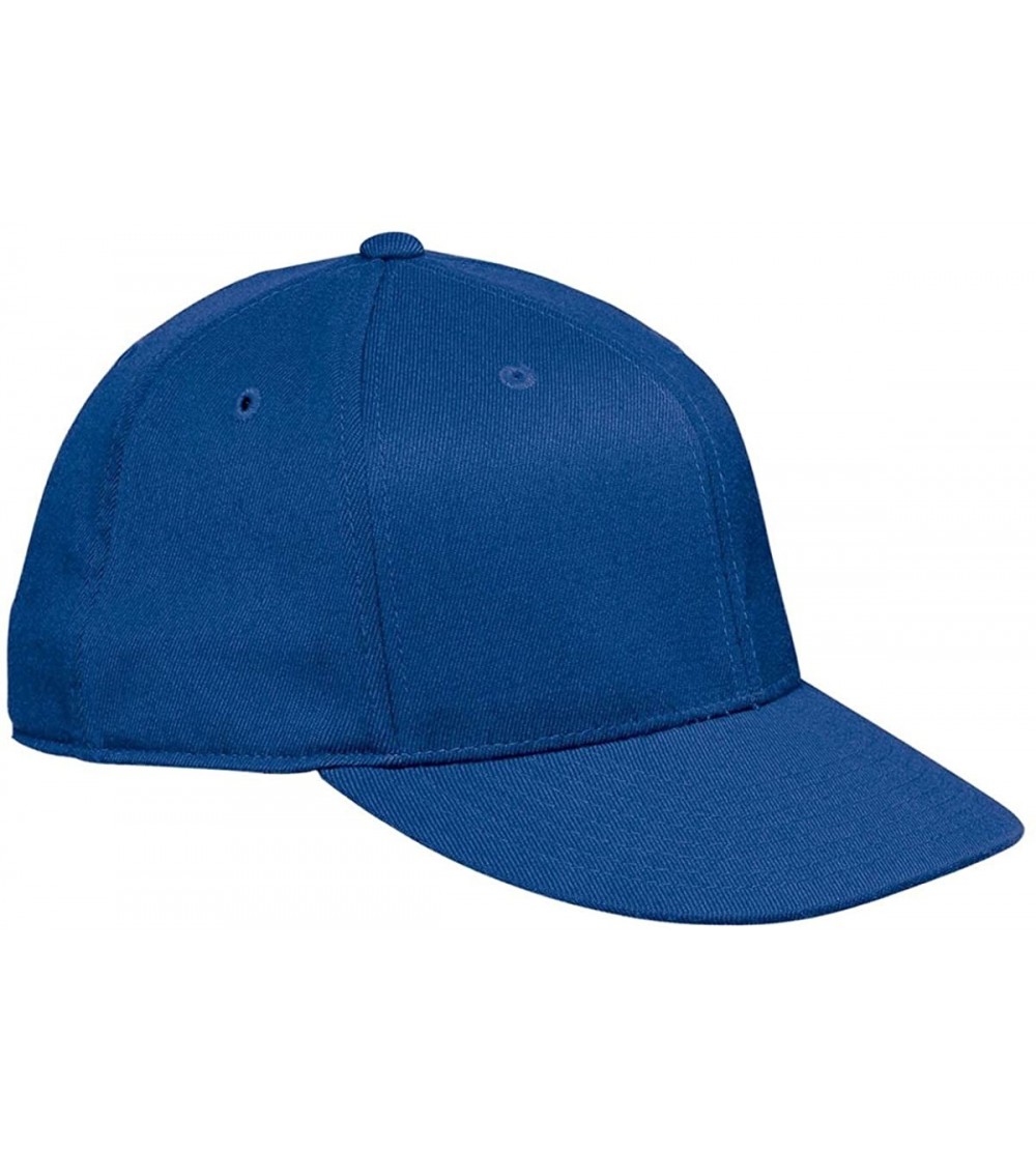Baseball Caps Flexfit Premium 210 Fitted Flat Brim Baseball Hat - Royal - CF117SE0FE9 $17.96