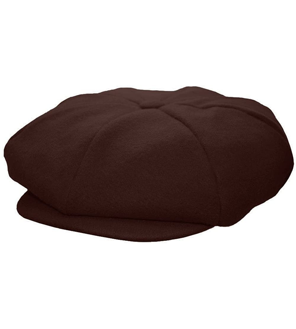 Newsboy Caps Mens Melton Wool 8 Panel Applejack Newsboy Baker Boy Cap Made in USA - Brown - CH1267ZUPNZ $20.98