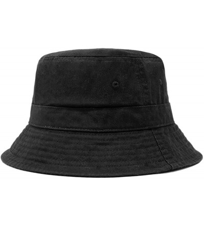Bucket Hats Cotton Bucket Hats Unisex Wide Brim Outdoor Summer Cap Hiking Beach Sports - Black - CG18EIWTO7Z $12.47