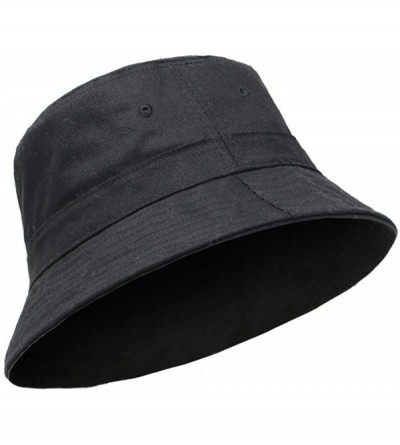 Bucket Hats Cotton Bucket Hats Unisex Wide Brim Outdoor Summer Cap Hiking Beach Sports - Black - CG18EIWTO7Z $12.47