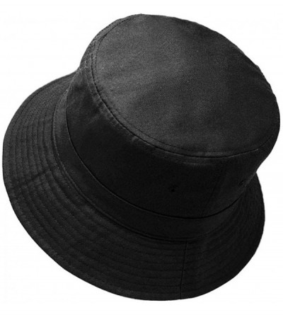 Bucket Hats Cotton Bucket Hats Unisex Wide Brim Outdoor Summer Cap Hiking Beach Sports - Black - CG18EIWTO7Z $12.47