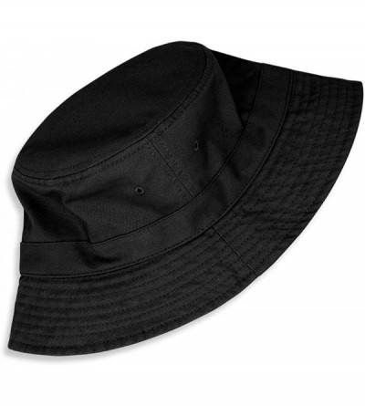 Bucket Hats Cotton Bucket Hats Unisex Wide Brim Outdoor Summer Cap Hiking Beach Sports - Black - CG18EIWTO7Z $12.47