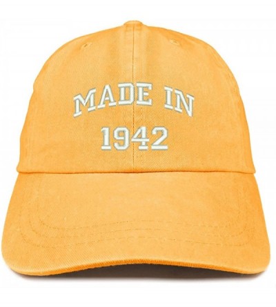 Baseball Caps Made in 1942 Text Embroidered 78th Birthday Washed Cap - Mango - CA18C7HZ90Q $33.80