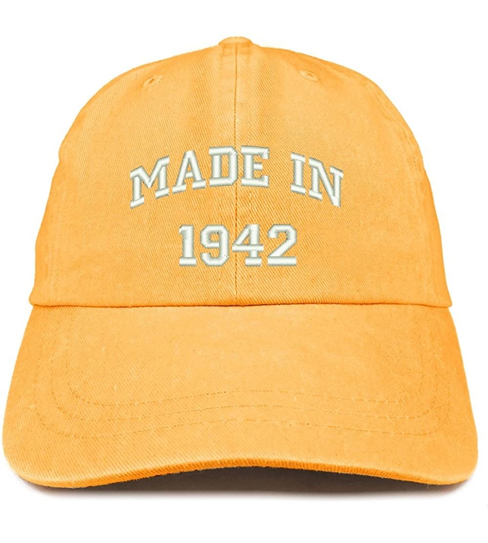 Baseball Caps Made in 1942 Text Embroidered 78th Birthday Washed Cap - Mango - CA18C7HZ90Q $18.68