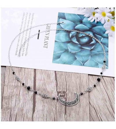 Headbands Boho Crescent Moon Head Chain Vintage Crystal Headpieces Hair Acessories for Women and Girls - Silver-1 - CH18Q0OTO...