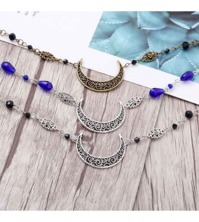 Headbands Boho Crescent Moon Head Chain Vintage Crystal Headpieces Hair Acessories for Women and Girls - Silver-1 - CH18Q0OTO...