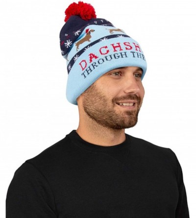 Skullies & Beanies Men's Christmas Hat- Charcoal/Green- One Size - Navy Dogs - CU18UYL4IQL $16.59