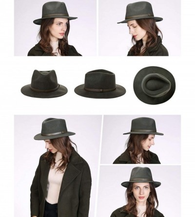 Fedoras 1920s 100% Wool Felt Homburg Gangster Fedora Manhattan Derby Hat Unisex 55-60CM - 00780_armygreen - CC18ALTMK06 $28.50