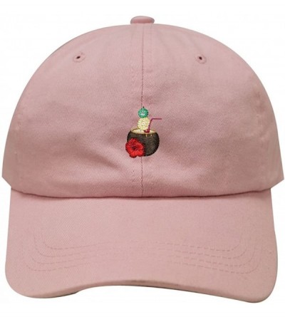 Baseball Caps Coconut Drink Cotton Baseball Dad Cap - Pink - C21836R0708 $11.80