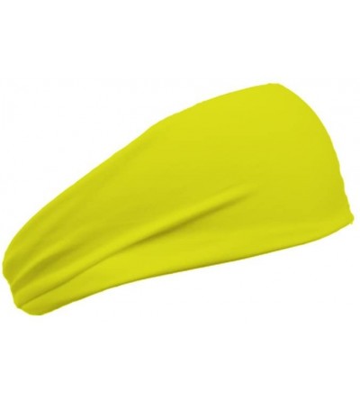 Headbands Womens 3 Inch Flatback Moisture Wicking Workout Sweatband - Bright Neon Yellow - C911QAC6L2T $9.71