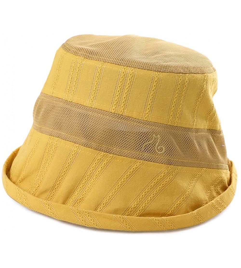 Sun Hats Fishing Bucket Hat for Men Women Foldable UPF50+ Chin Strap - 99749_yellow - CZ18RYS2N0Y $15.39