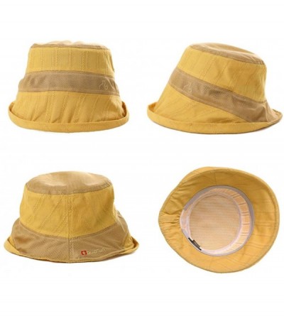 Sun Hats Fishing Bucket Hat for Men Women Foldable UPF50+ Chin Strap - 99749_yellow - CZ18RYS2N0Y $15.39