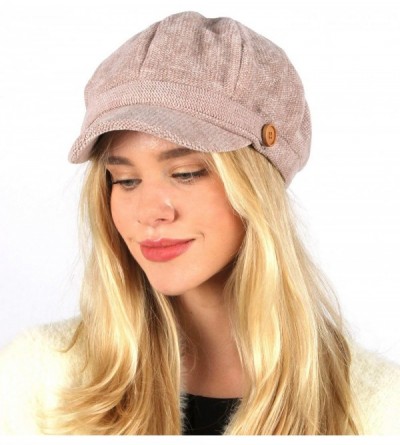 Newsboy Caps Women's Classic Visor Baker boy Cap Newsboy Cabbie Winter Cozy Hat with Comfort Elastic Back - Chenille Beige - ...