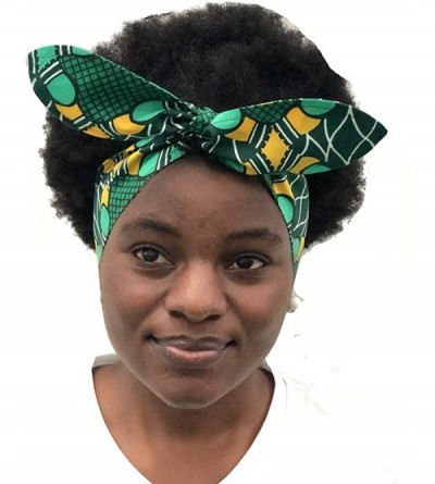 Headbands African Print Headband Hair Accessory for Women/Girls （2 Headbands 1 Big and 1small） - Green - C618MGCWM84 $23.28